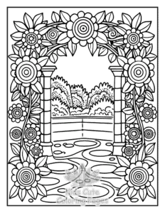 Easy Zentangle Flowers coloring sheet for young children