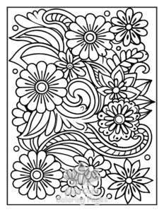 Zentangle Flowers coloring page for girls, free to print
