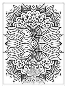 Simple Zentangle Flowers coloring page for toddlers
