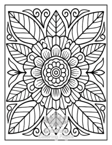 Zentangle Flowers coloring page for classroom activities