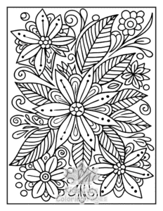 Easy Zentangle Flowers coloring sheet for young children