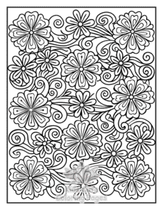 Zentangle Flowers coloring page for boys, printable at home