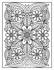 Zentangle Flowers coloring page for classroom activities