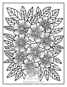 Printable Zentangle Flowers coloring sheet for preschoolers
