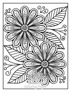 Zentangle Flowers coloring page for girls, free to print