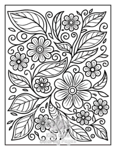 Zentangle Flowers coloring page for boys, printable at home