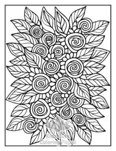 Easy Zentangle Flowers coloring sheet for young children