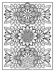 Printable Zentangle Flowers coloring sheet for preschoolers