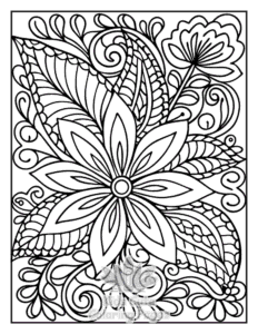Easy Zentangle Flowers coloring sheet for young children