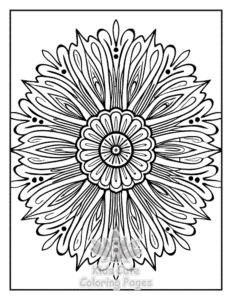 Easy Zentangle Flowers coloring sheet for young children