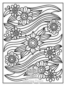 Zentangle Flowers coloring page for girls, free to print