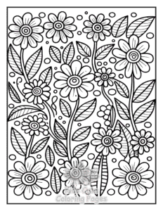 Simple Zentangle Flowers coloring page for toddlers