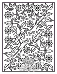 Free printable Zentangle Flowers coloring page for kids