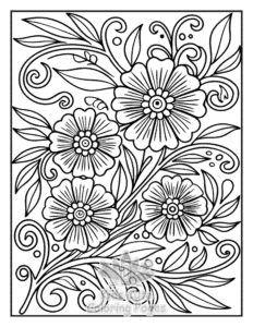 Simple Zentangle Flowers coloring page for toddlers