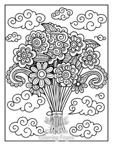 Zentangle Flowers coloring page for boys, printable at home