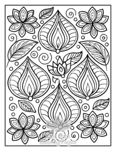 Printable Zentangle Flowers coloring sheet for preschoolers