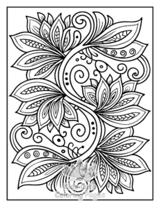 Zentangle Flowers coloring page for classroom activities