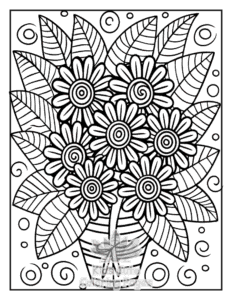 Zentangle Flowers coloring page for boys, printable at home