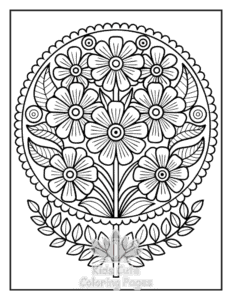 Zentangle Flowers coloring page for classroom activities