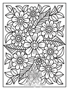 Zentangle Flowers coloring page for girls, free to print