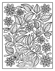 Zentangle Flowers coloring page for classroom activities