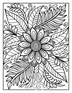 Zentangle Flowers coloring page for girls, free to print