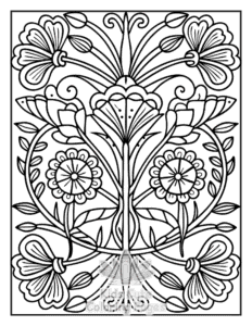 Simple Zentangle Flowers coloring page for toddlers