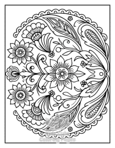 Zentangle Flowers coloring page for girls, free to print