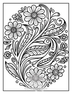 Zentangle Flowers coloring page for boys, printable at home