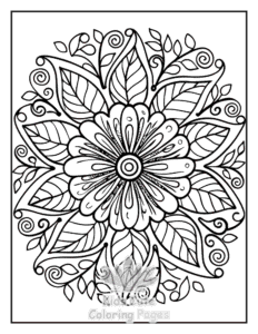 Zentangle Flowers coloring page for classroom activities