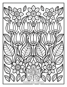 Zentangle Flowers coloring page for boys, printable at home