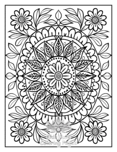 Free Zentangle Flowers coloring pages to print at home