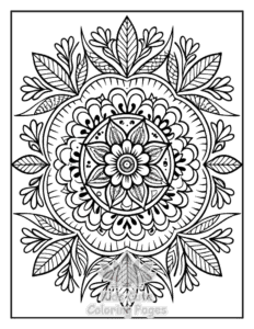 Zentangle Flowers coloring page for classroom activities