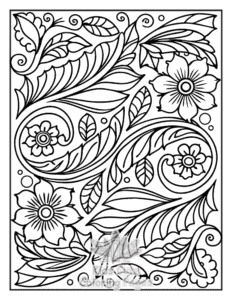 Zentangle Flowers coloring page for girls, free to print