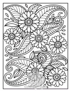 Zentangle Flowers coloring page for boys, printable at home