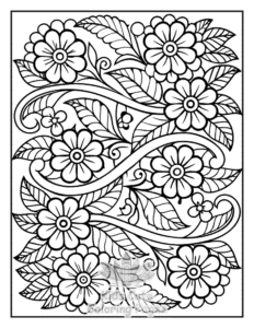 Simple Zentangle Flowers coloring page for toddlers