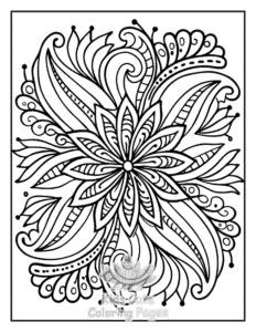 Free printable Zentangle Flowers coloring page for kids
