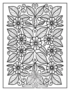 Zentangle Flowers coloring page for classroom activities