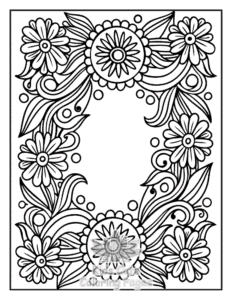 Free Zentangle Flowers coloring pages to print at home