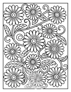 Free Zentangle Flowers coloring pages to print at home