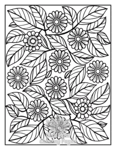 Zentangle Flowers coloring page for girls, free to print