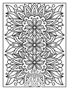 Simple Zentangle Flowers coloring page for toddlers