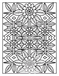 Zentangle Flowers coloring page for girls, free to print