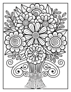 Zentangle Flowers coloring page for boys, printable at home
