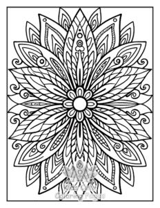 Zentangle Flowers coloring page for boys, printable at home