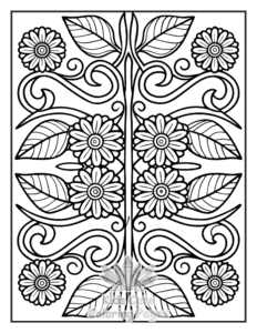 Printable Zentangle Flowers coloring sheet for preschoolers