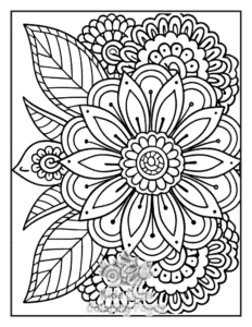 Zentangle Flowers coloring page for classroom activities