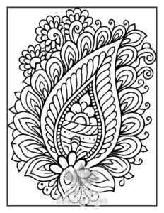 Easy Zentangle Flowers coloring sheet for young children