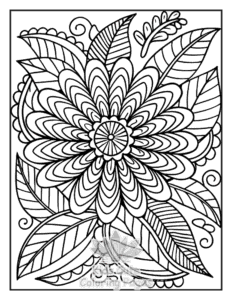 Zentangle Flowers coloring page for boys, printable at home